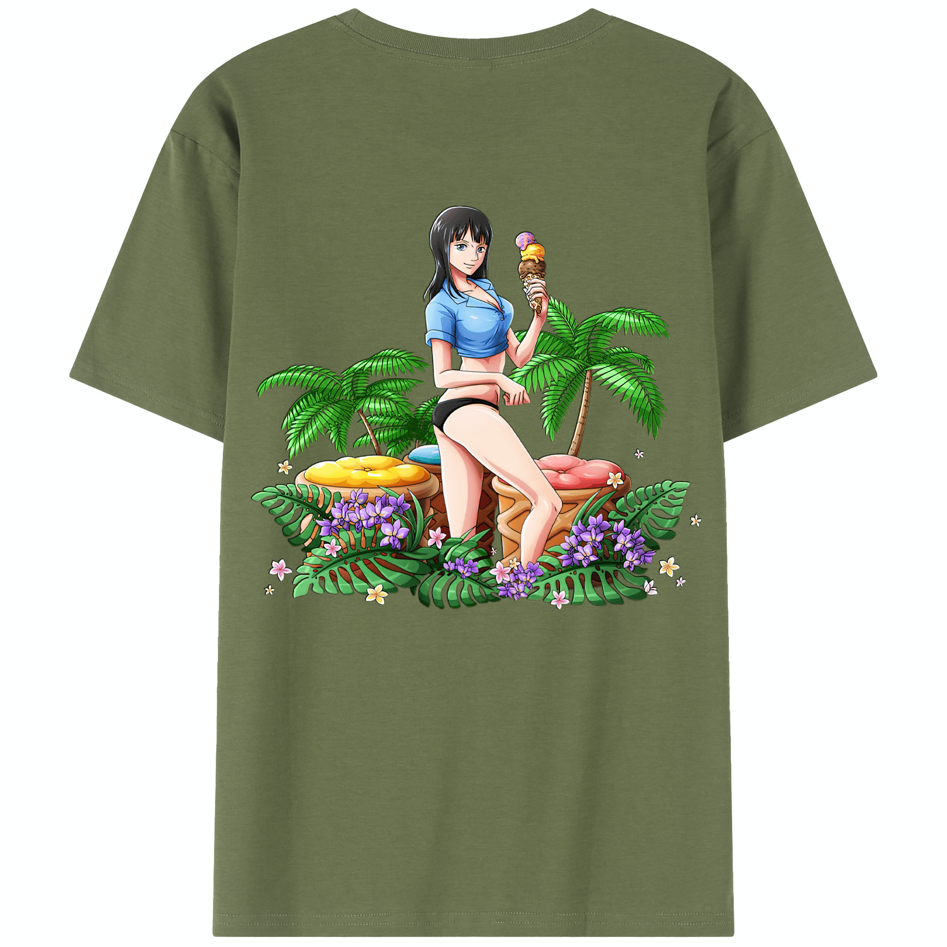 ワンピース ニコ・ロビン ONE PIECE Nico Robin 綿100％半袖Tシャツ（背面プリント）